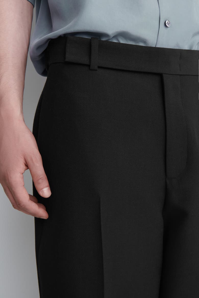 Wool-Blend Relaxed-Fit Straight-Leg Pants, Alternate, color, BLACK