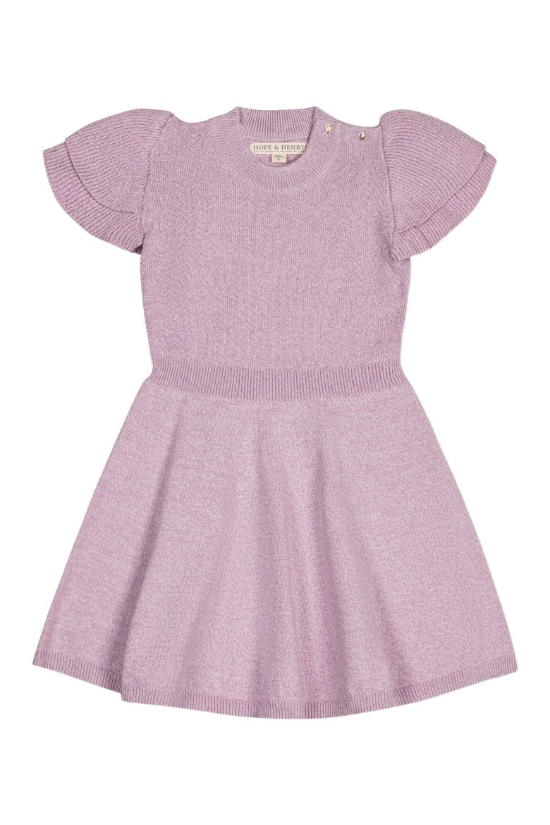 Girls' Organic Flutter Sleeve Sweater Dress, Toddler, Main, color, Lavender Marl