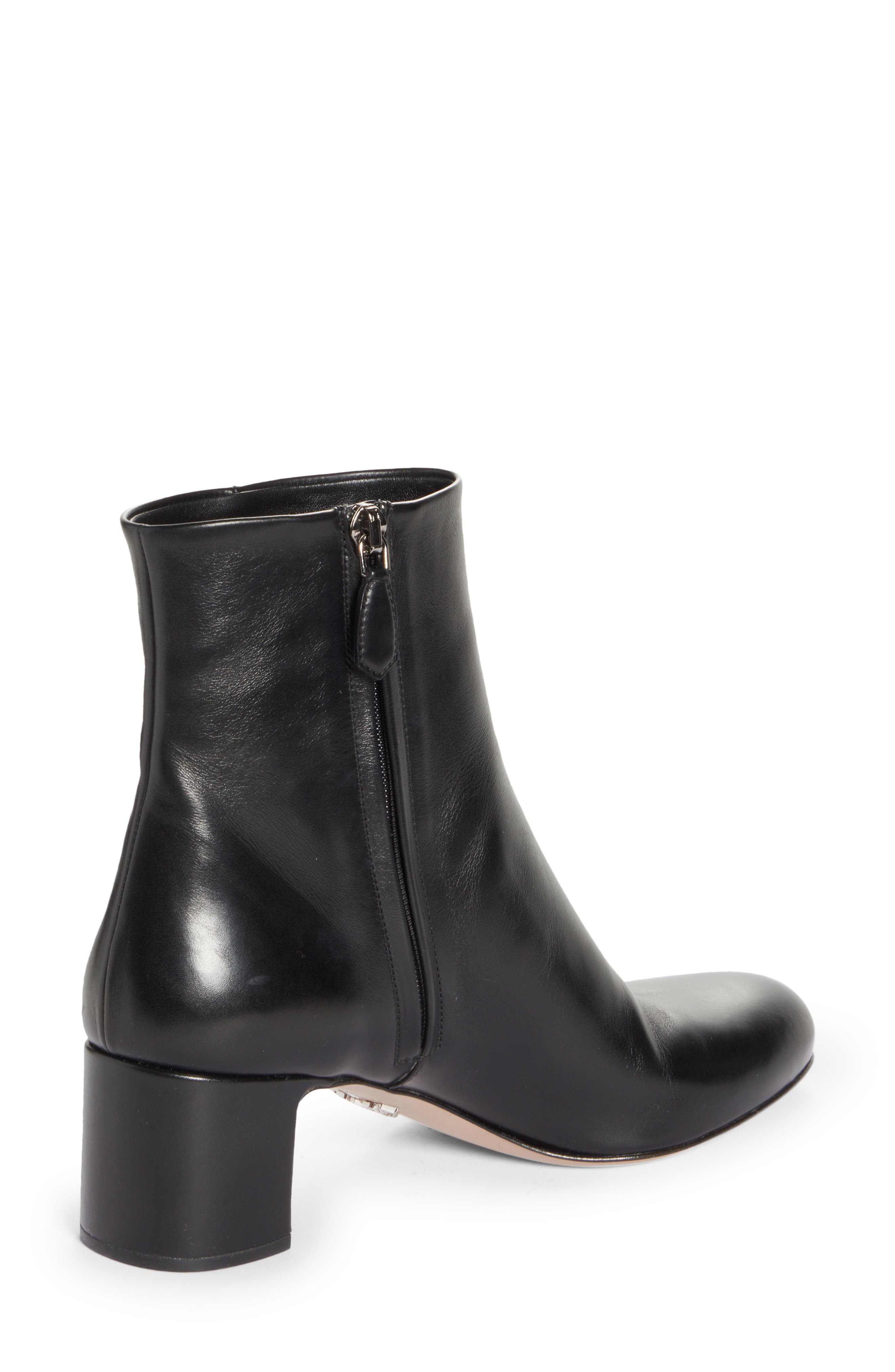 Prada Logo Block Heel Bootie, Alternate, color, Black