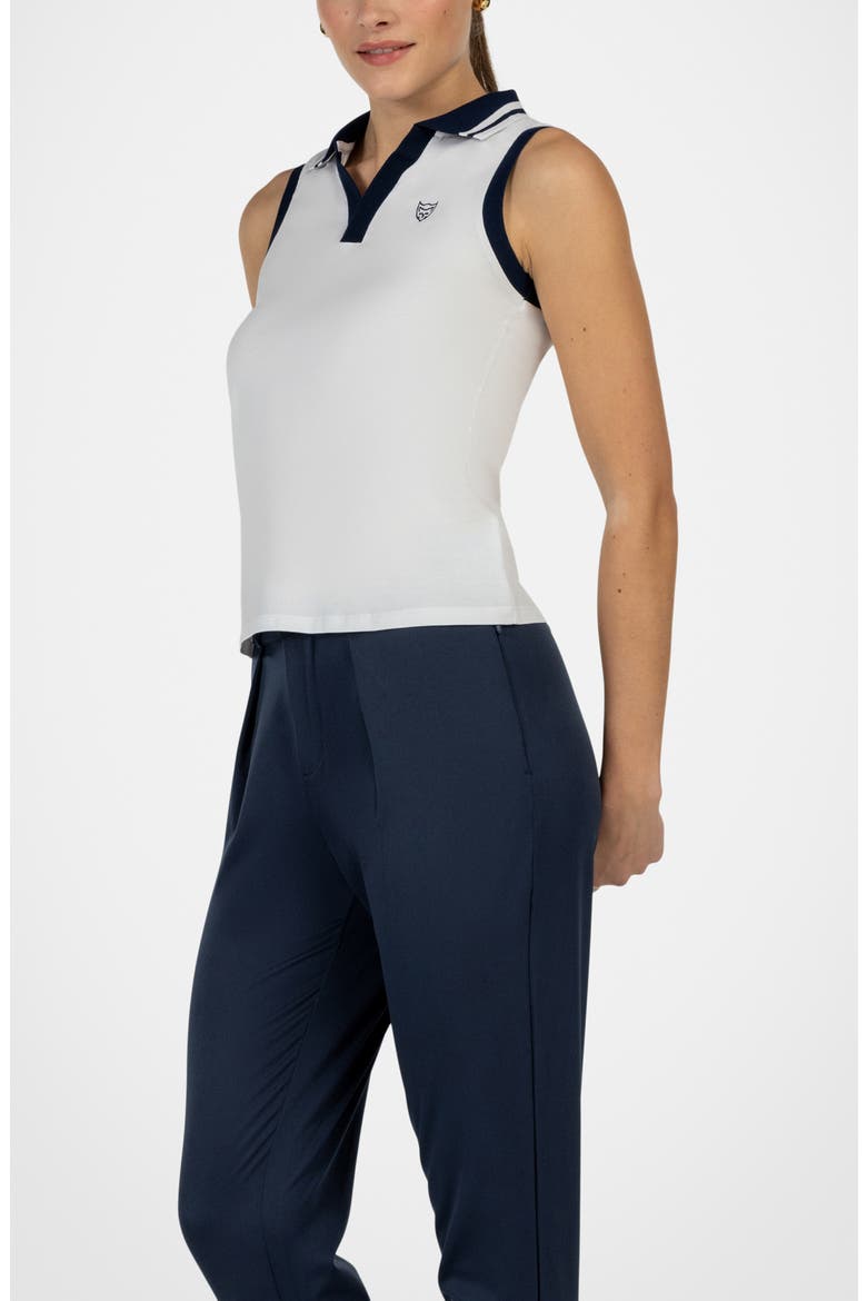 Birdie Sleeveless Polo, Alternate, color, WHITE/ NAVY
