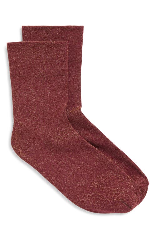 Nordstrom Allover Sparkle Metallic Quarter Socks In Burgundy