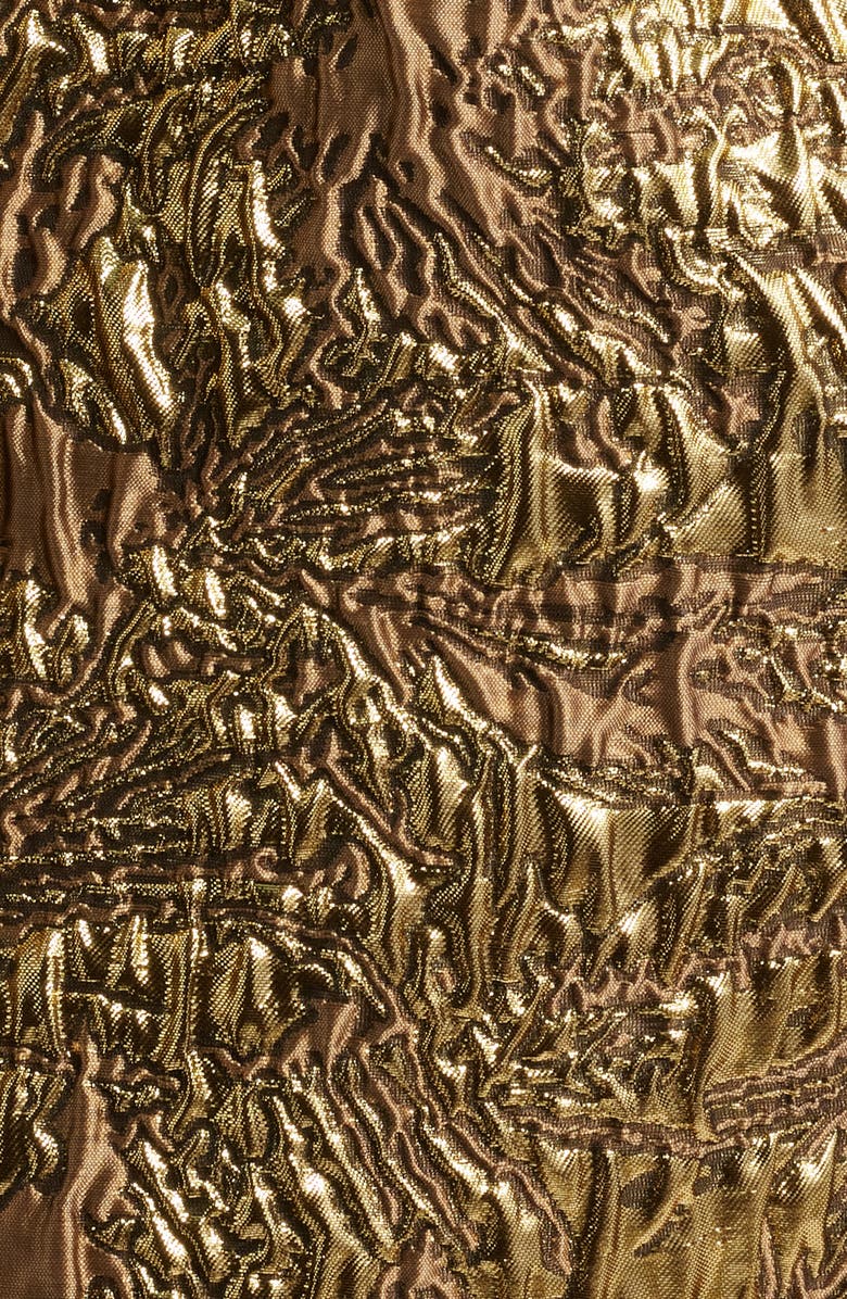 Lulus Kya Metallic Brocade Strapless Cocktail Dress, Alternate, color, Gold