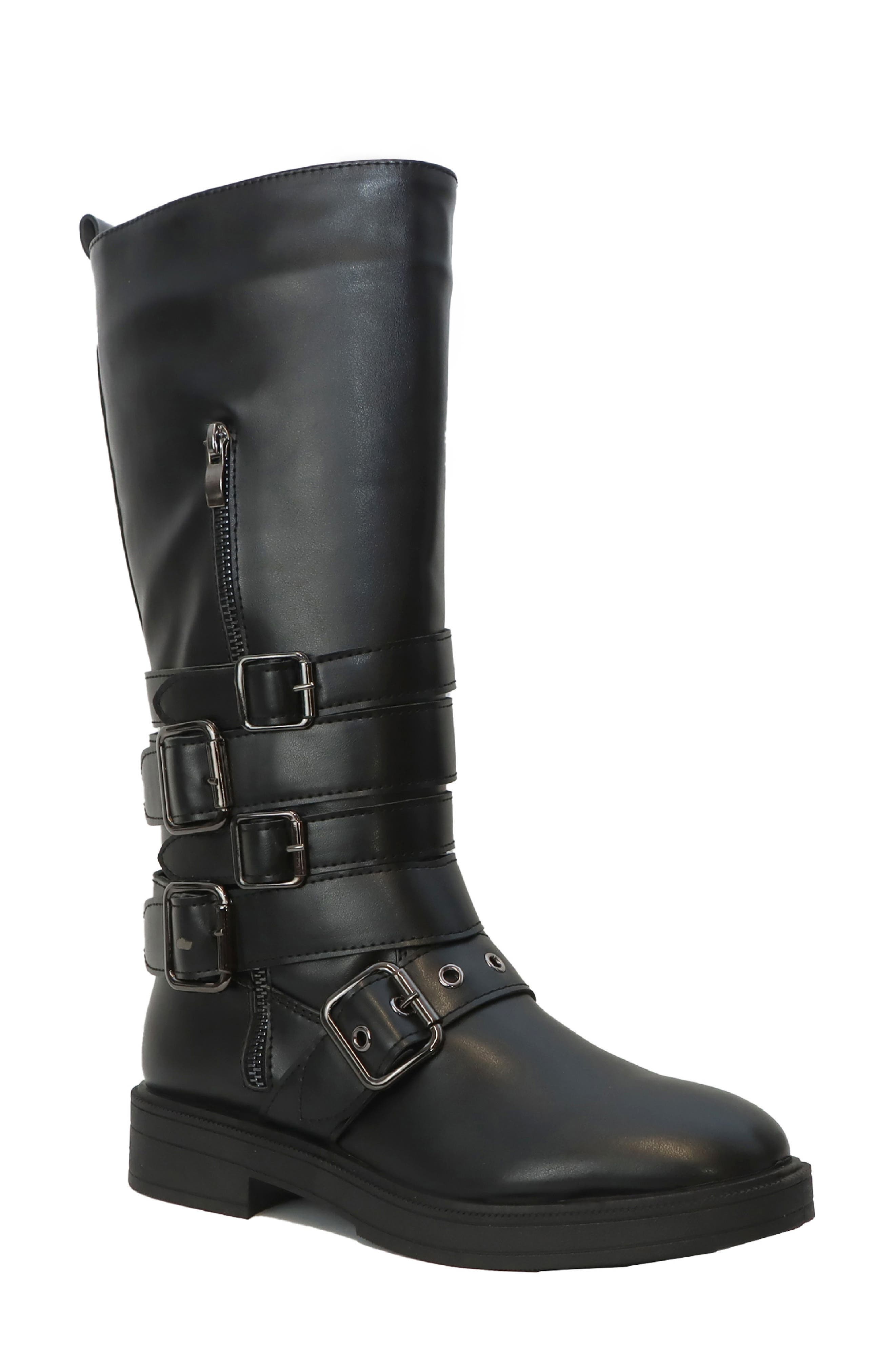 Rhina Knee High Faux Leather Motor Boot