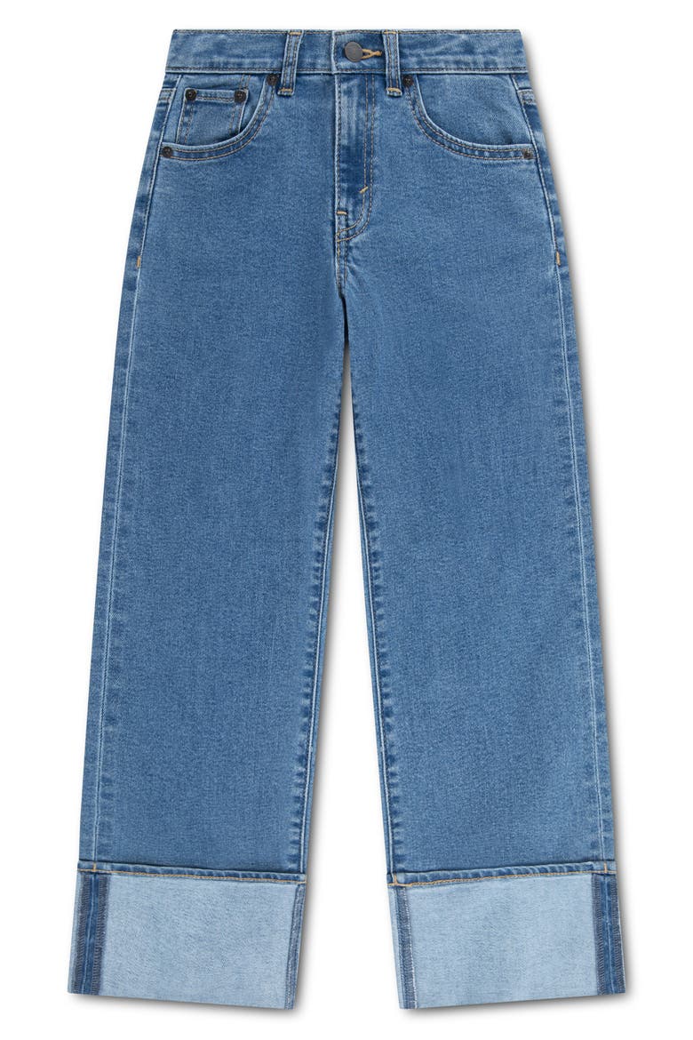 Kids' Wide Leg Cuffed Jeans, Main, color, HOLD MY PURSE