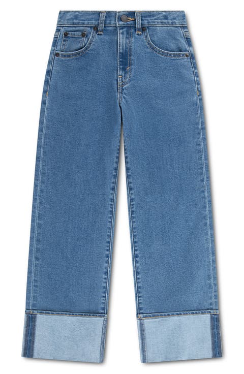 Kids' Wide Leg Cuffed Jeans