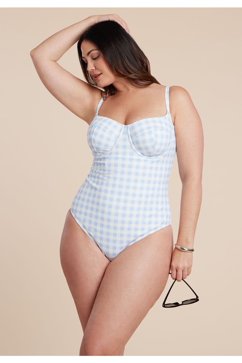 Gingham One Piece, Alternate, color, SKYWAY GINGHAM