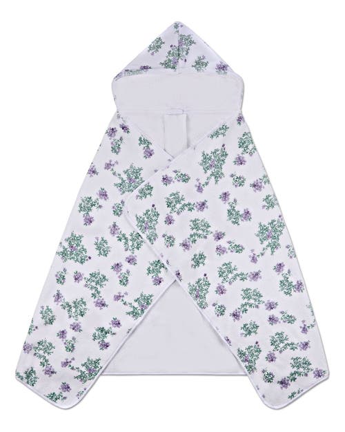 Minimoi Baby Floral Cotton-lined Hooded Towel In White