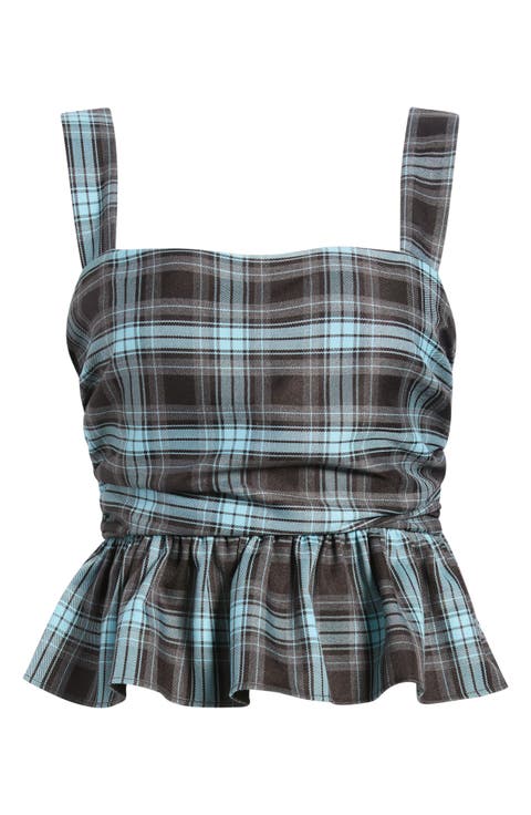 Alana Plaid Peplum Top