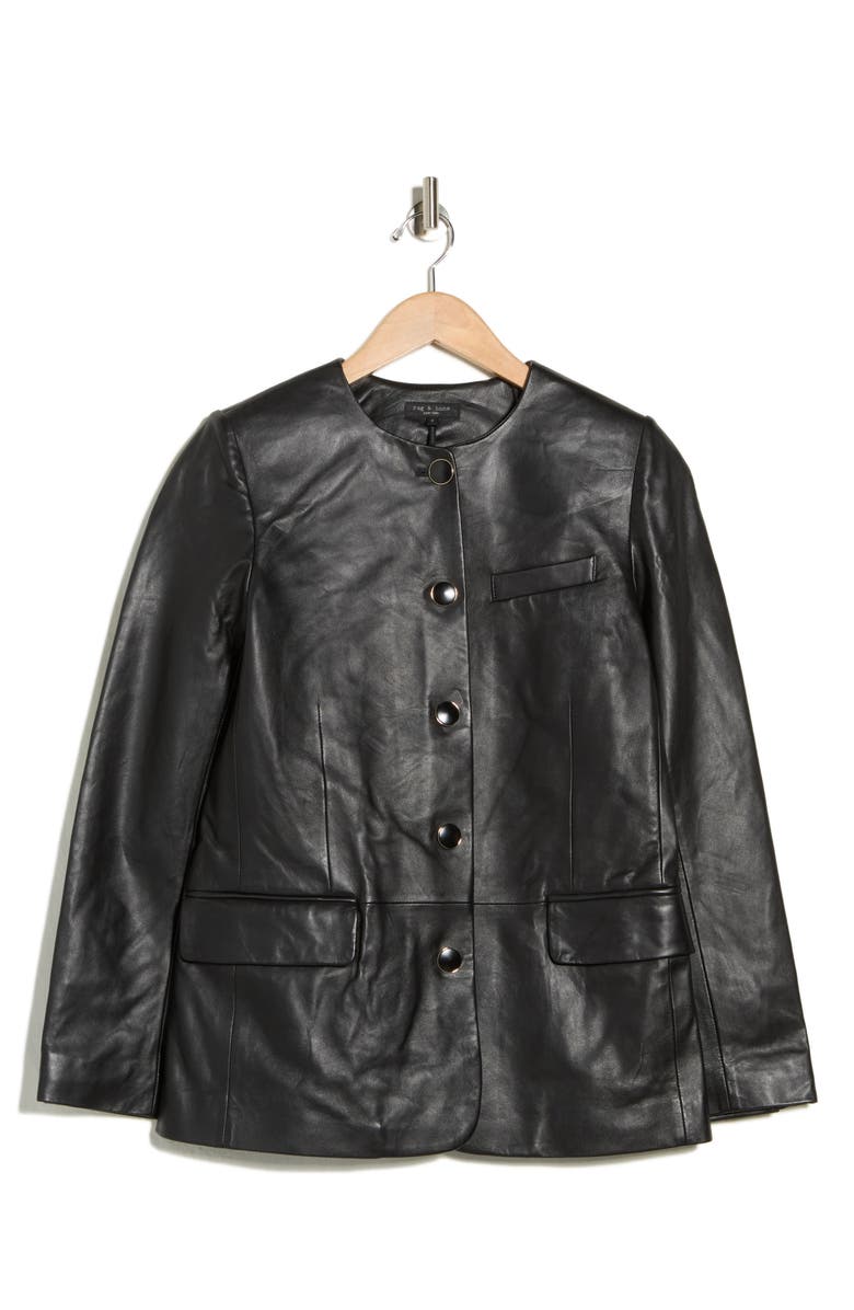 rag & bone Payley Leather Blazer, Main, color, Black