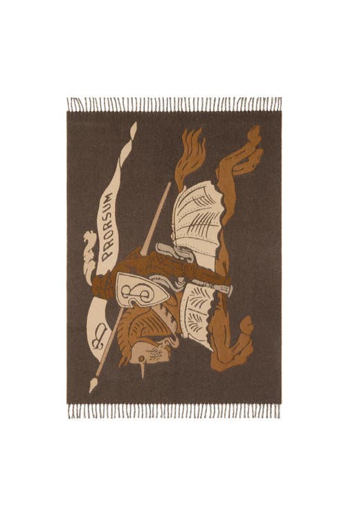 Burberry Ekd Wool Cashmere Blanket In Brown