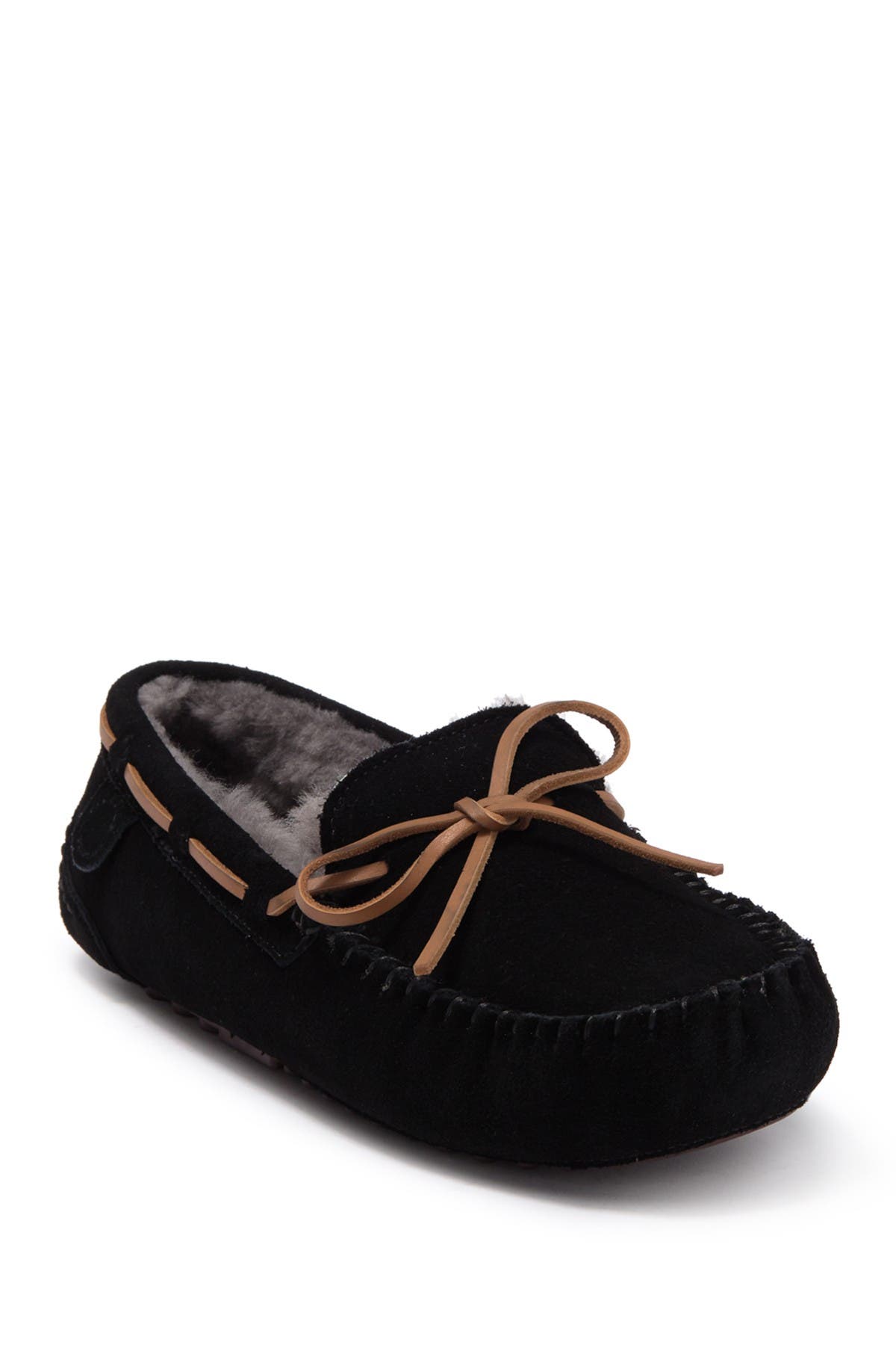 FIRESIDE BY DEARFOAMS Victor Genuine Shearling Slipper - Wide Width Available, Main, color, Black