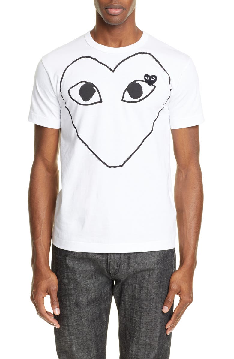 Comme des Garçons PLAY Heart Outline Graphic Tee, Main, color, 