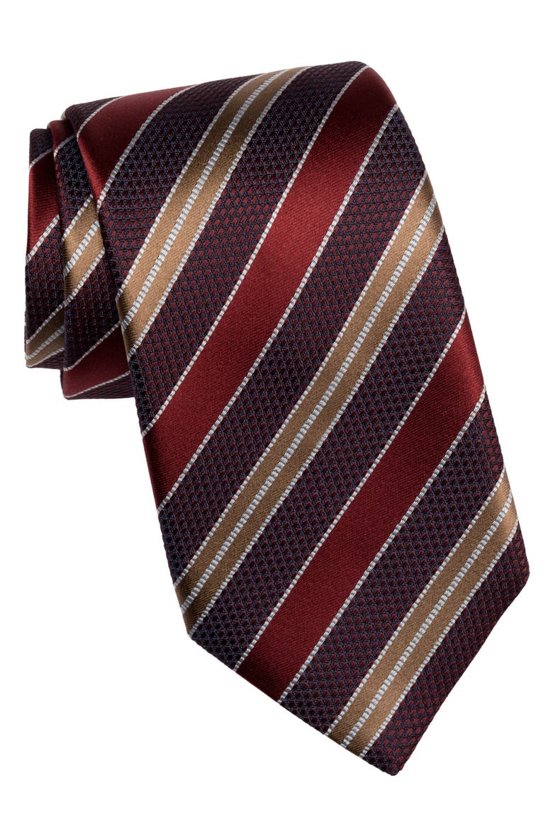 Vesuvio - Silk Jacquard Tie for Men, Main, color, Red and Burgundy