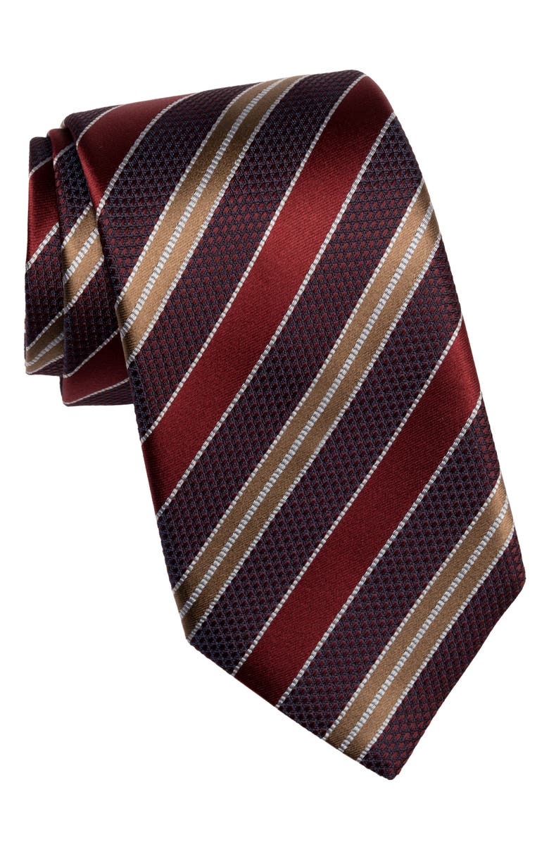 Elizabetta Vesuvio - Extra Long Silk Jacquard Tie for Men, Main, color, Red And Burgundy