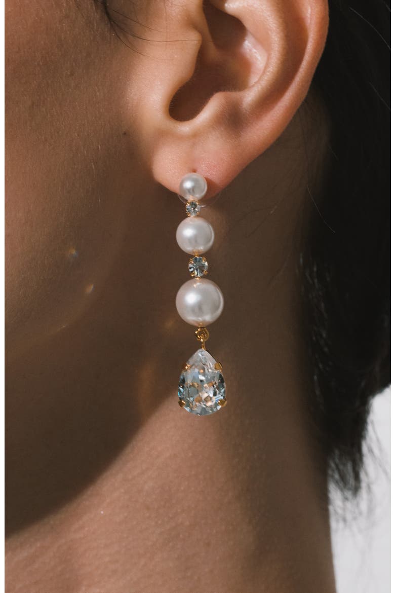 Corisande Faux Pearl & Crystal Drop Earrings, Alternate, color, CRYSTAL PEARL