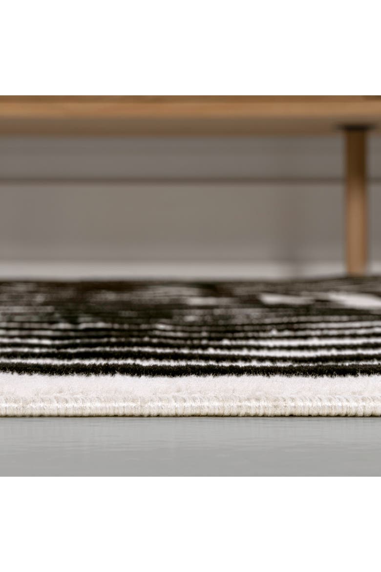 Freya High-Low Modern Scandinavian Arch Stripe Monotone Indoor/Outdoor Area Rug, Alternate, color, Black/White