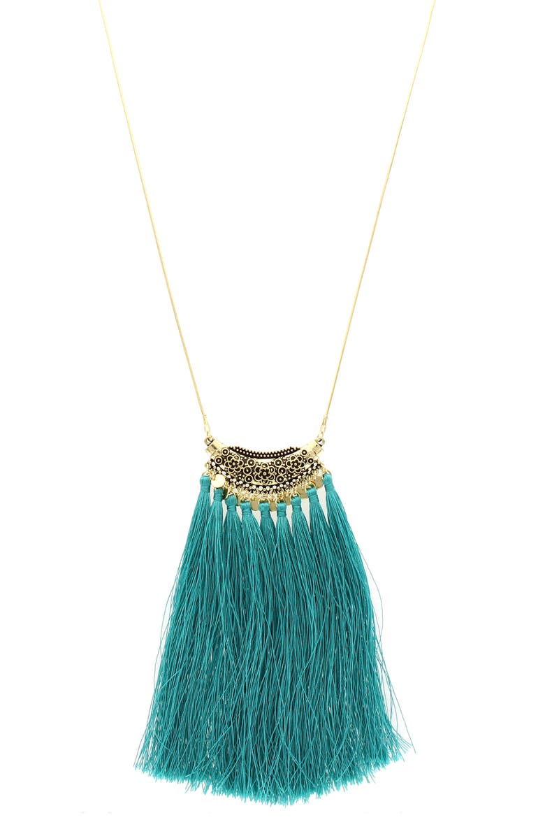 OLIVIA WELLES Viona Fringe Necklace, Main, color, Blue