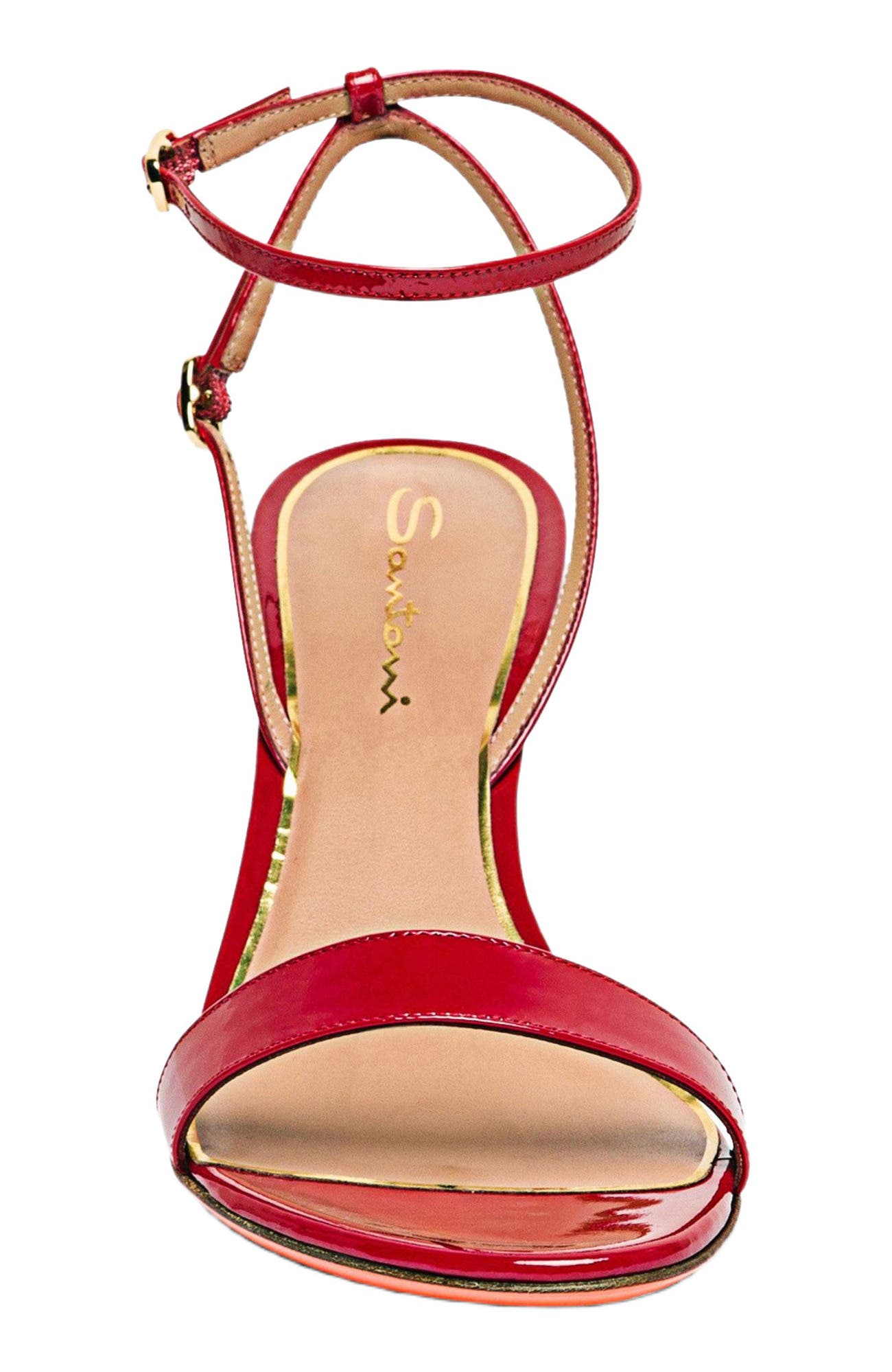 Santoni Patent leather high-heel sandal, Alternate, color, 