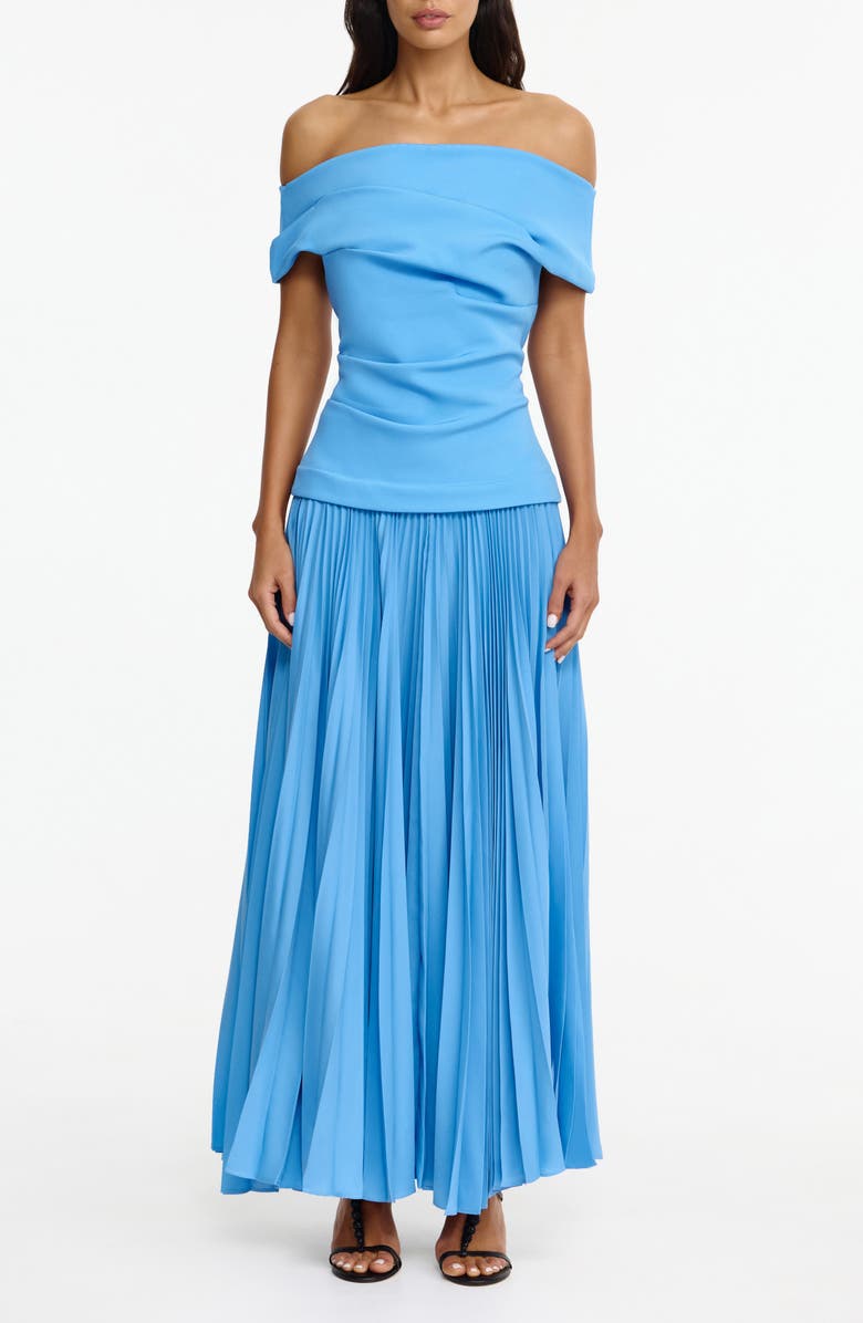 Acler Haileypark Gathered Pleated Off the Shoulder Gown, Main, color, Alt Blue