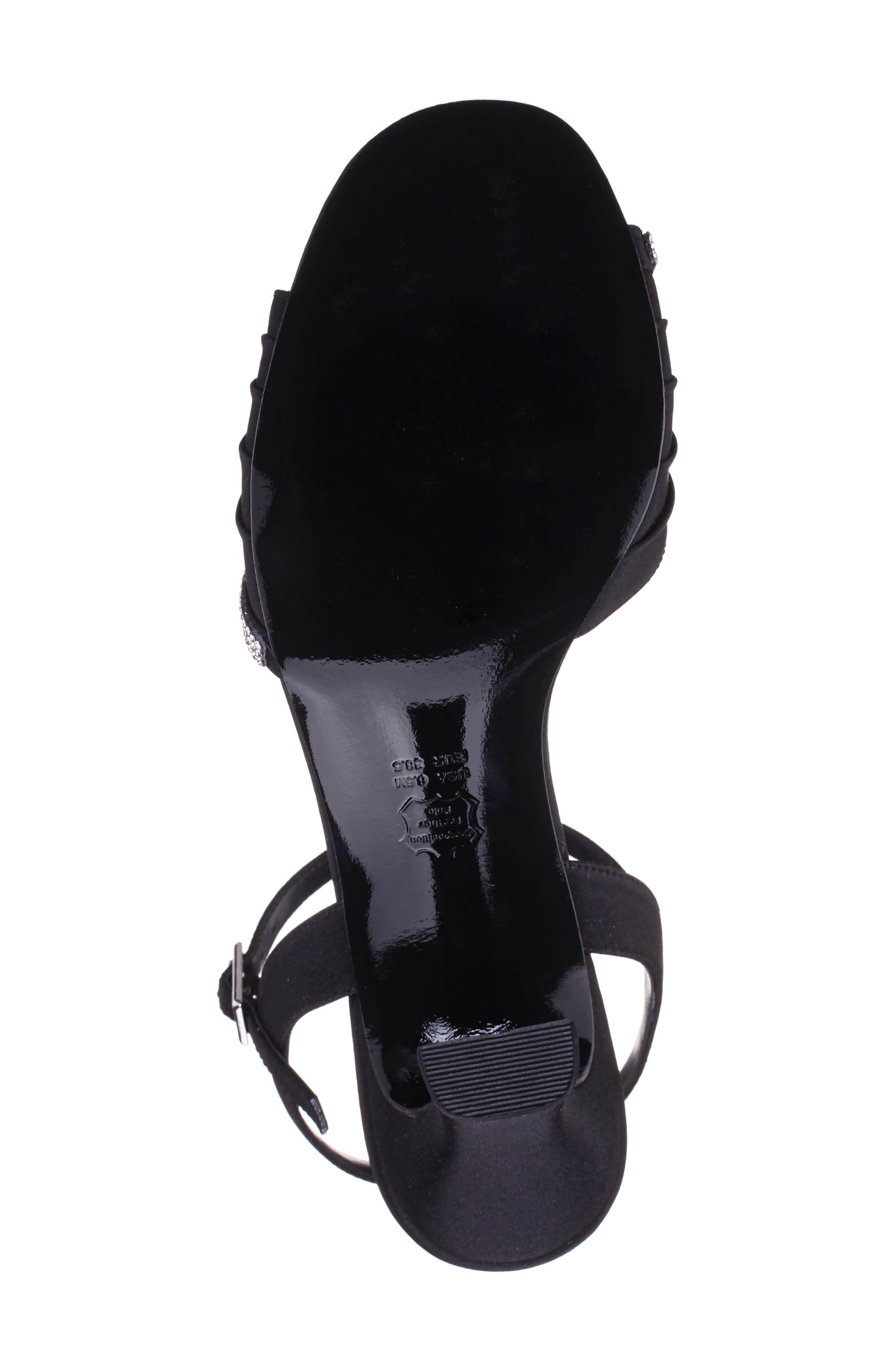 Nina Agnes Satin Sandal, Alternate, color, Black