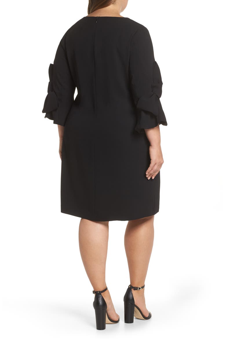 Moss Crepe Bow Shift Dress, Alternate, color, RICH BLACK