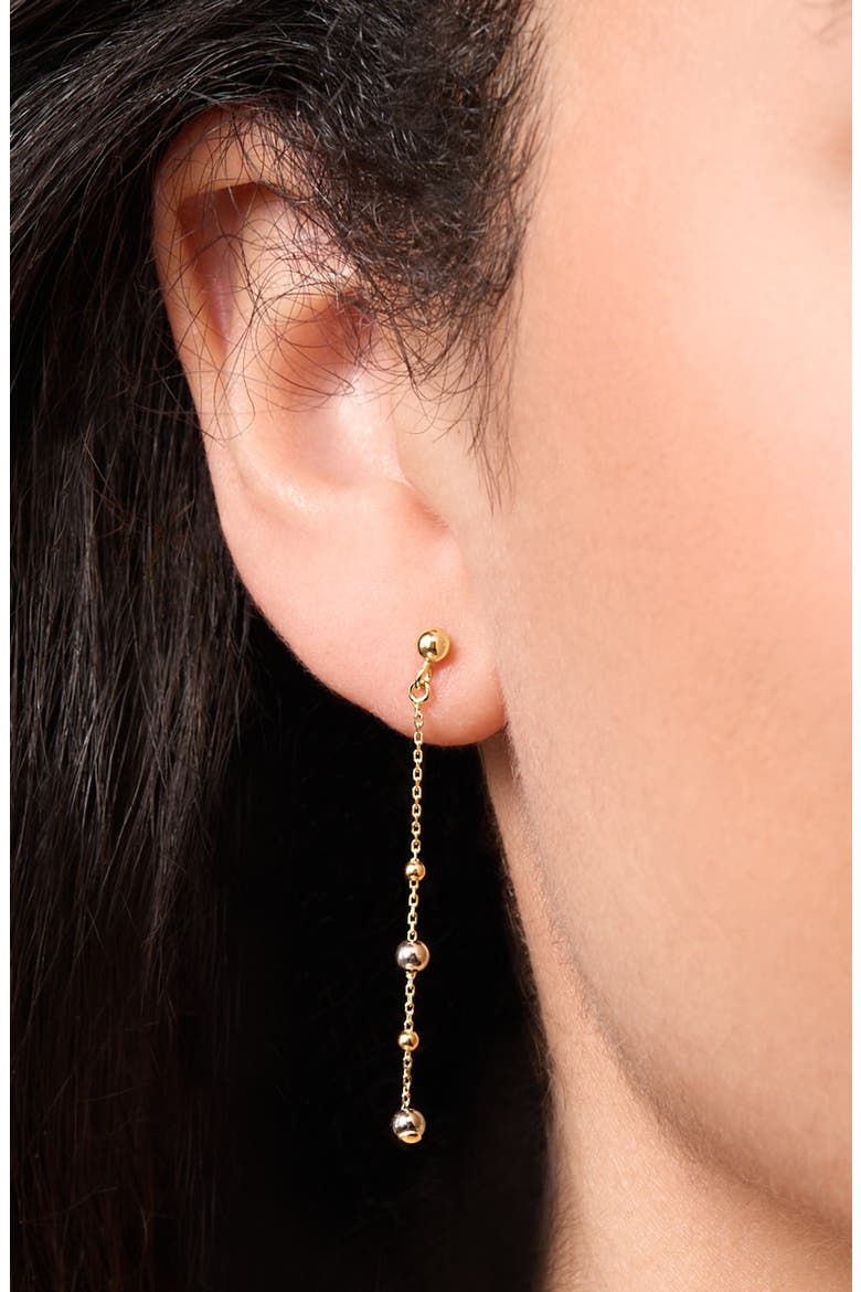 14k Gold Bead Station Drop Earrings, Alternate, color, 14K WHITE YELLOW GOLD