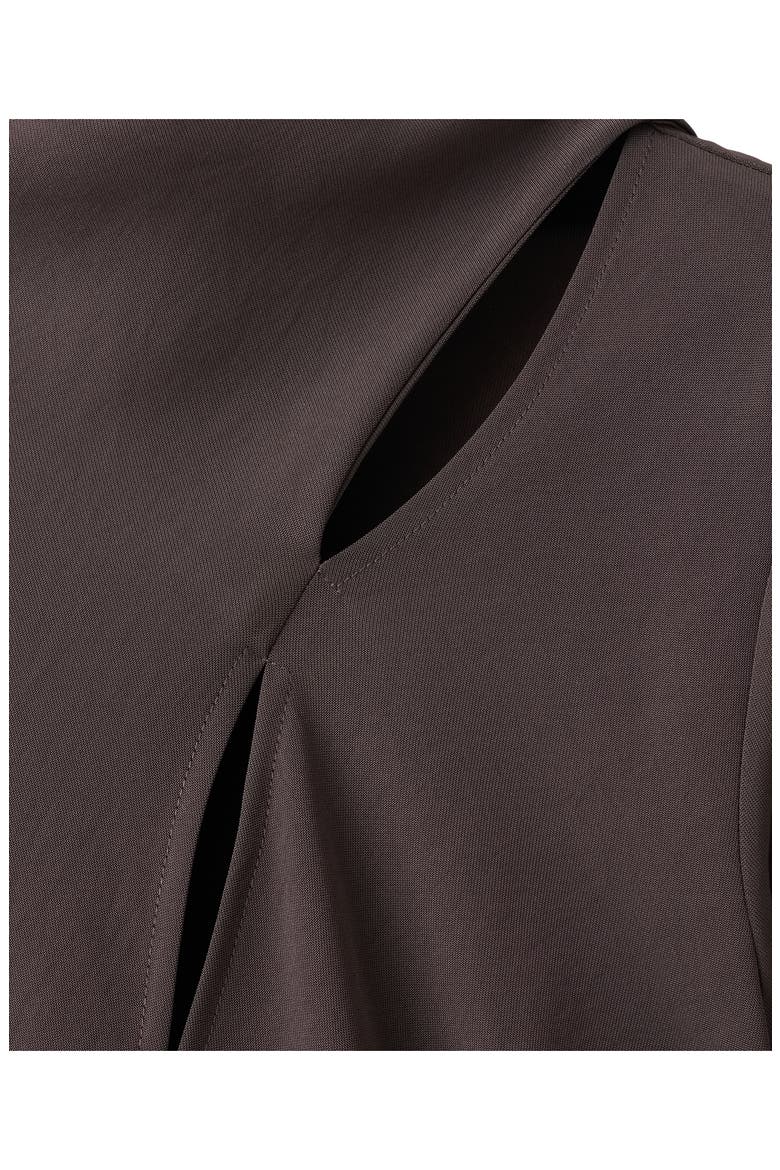 Scarf Detail Long Sleeve Dress, Alternate, color, BROWN