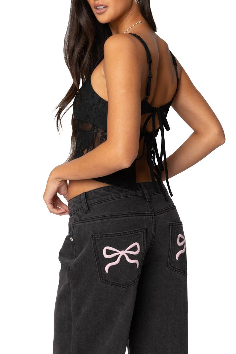 Gwyn Mixed Lace Tank, Alternate, color, BLACK