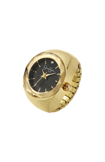 Jessica Simpson Faceted Bezel Ring Watch, 22mm