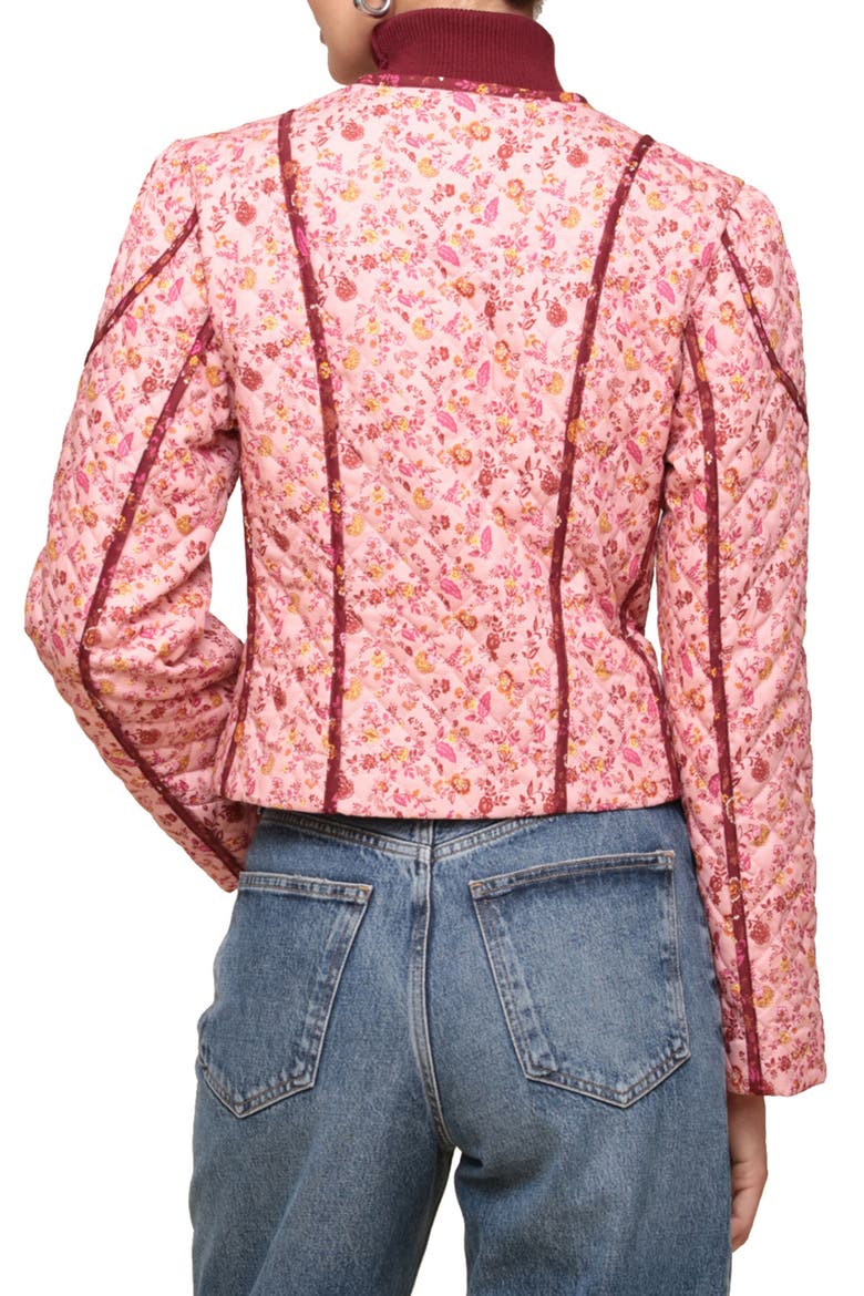 Floral Quilted Crop Jacket, Alternate, color, PINK BURGUNDRY FLORAL