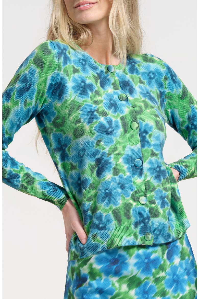 Floral Print Cardigan, Main, color, GREEN MULTI