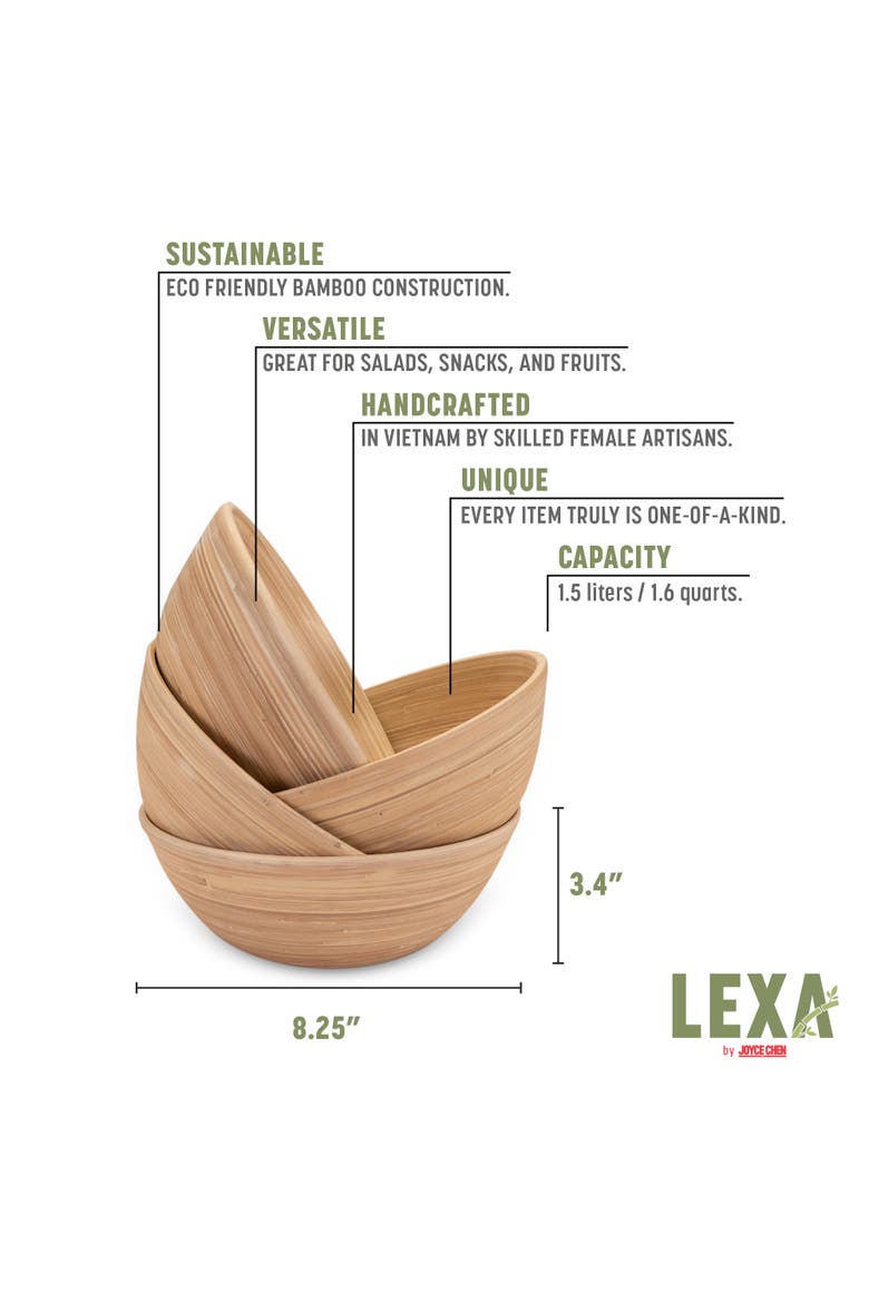 Salad Bowl Set, 8 Inch x 4, Alternate, color, Natural