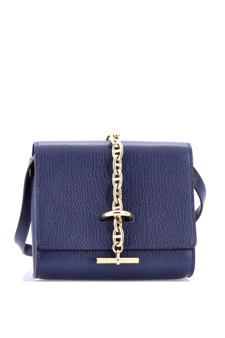 Chaine d'Ancre Compact Wallet on Strap Chevre Mysore, Main, color, Bleu Nuit