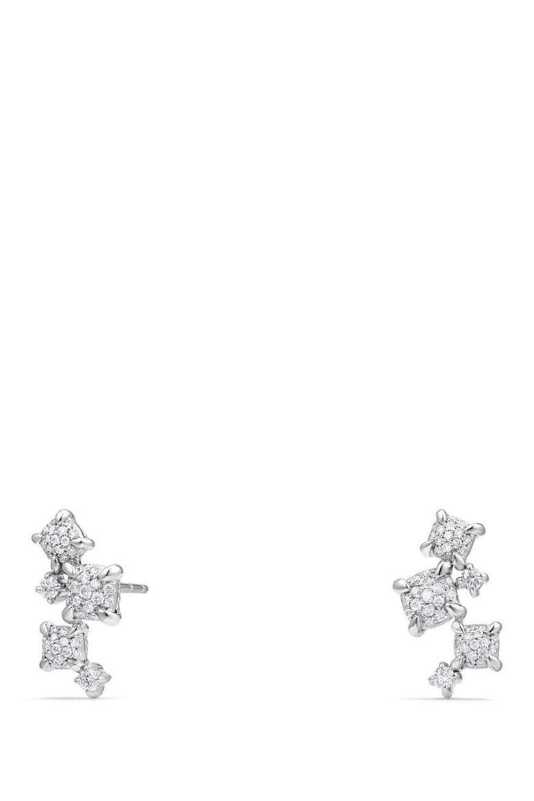 Petite Châtelaine Climber Earrings in 18K Gold with Diamonds, Main, color, WHITE GOLD