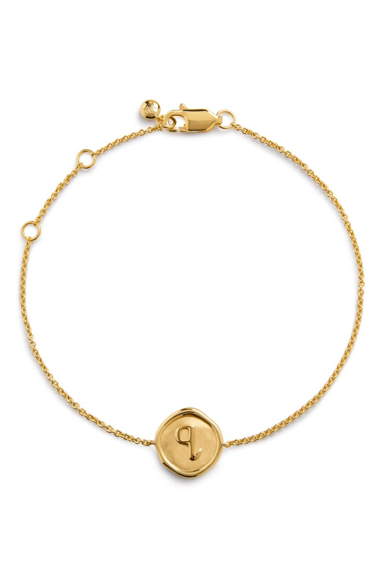 Initial Stamp Charm Bracelet, Main, color, 18CT GOLD VERMEILQ
