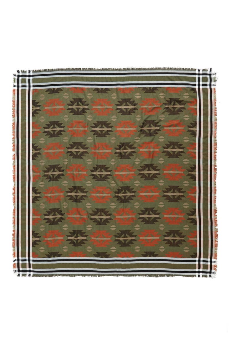 Southwestern Scarf, Alternate, color, HUNTER GREEN MULTI