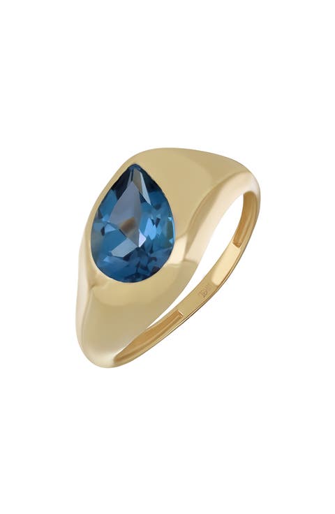 14K Gold Chunky Topaz Ring