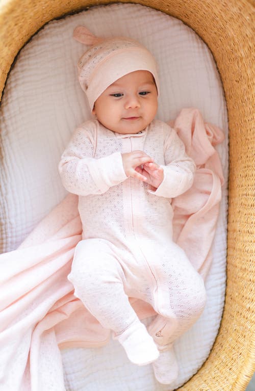 L'ovedbaby Organic Cotton Pointelle Zip Footie In Cotton Candy