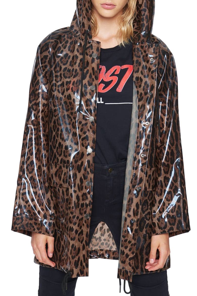 Leopard Print Raincoat, Main, color, LEOPARD