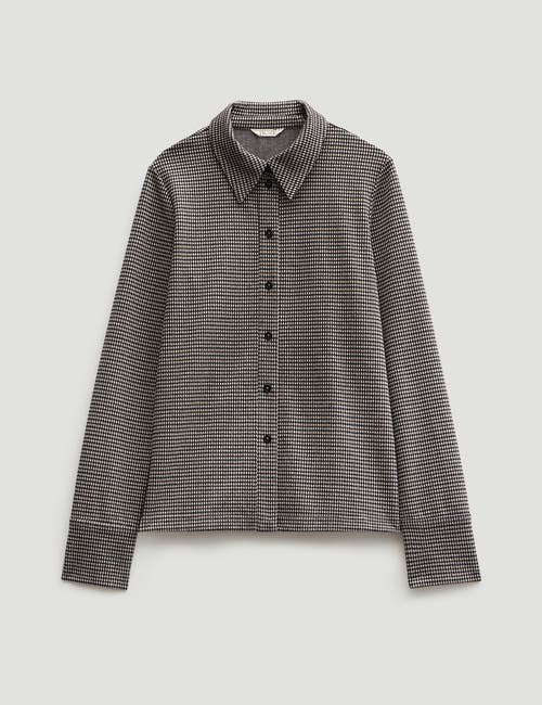 Hush Fitted Check Jersey Shirt In Brown