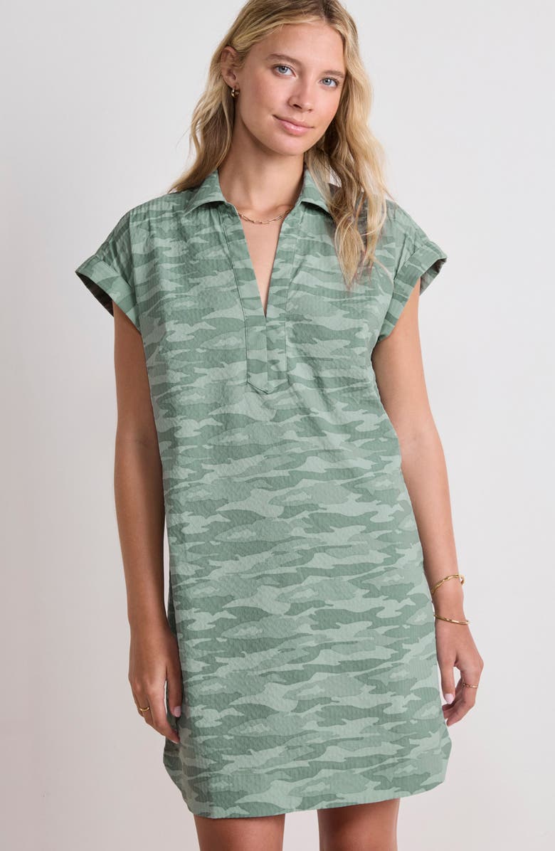 vineyard vines Margo Harbor Camo Print Seersucker Shirtdress, Alternate, color, Camo Dune Grass