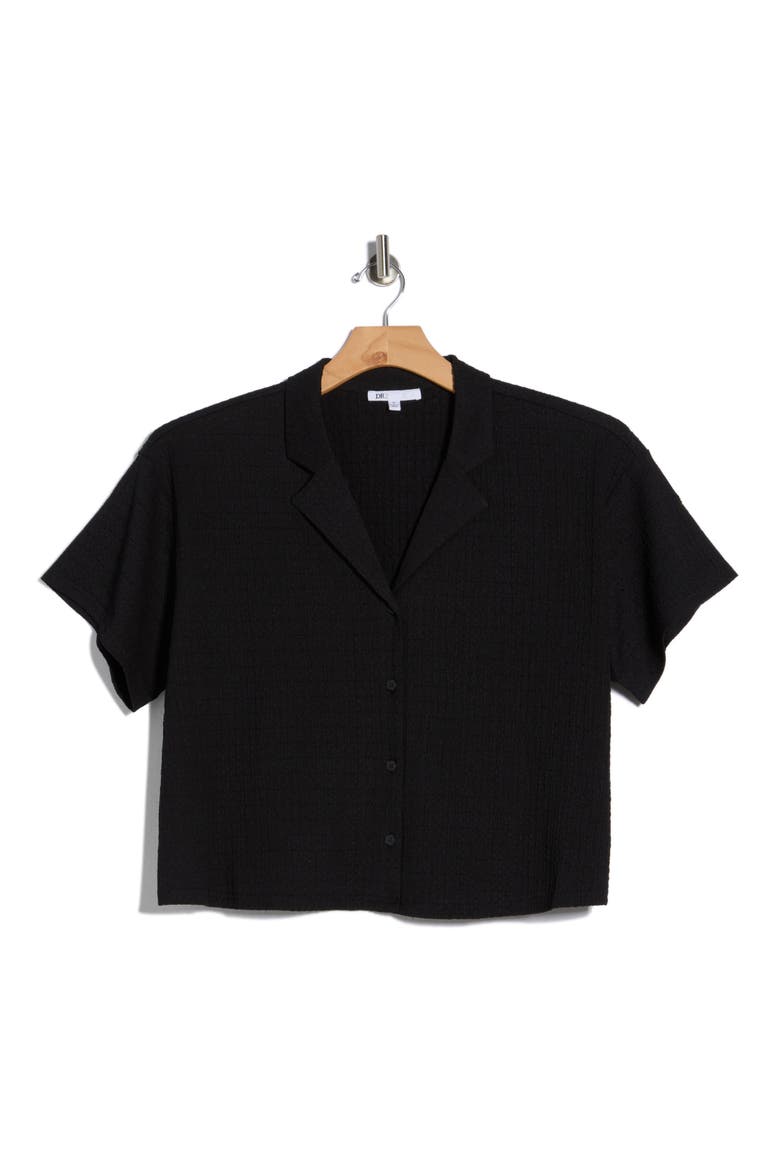Short Sleeve Knit Button-Up Shirt, Alternate, color, P897 BLACK