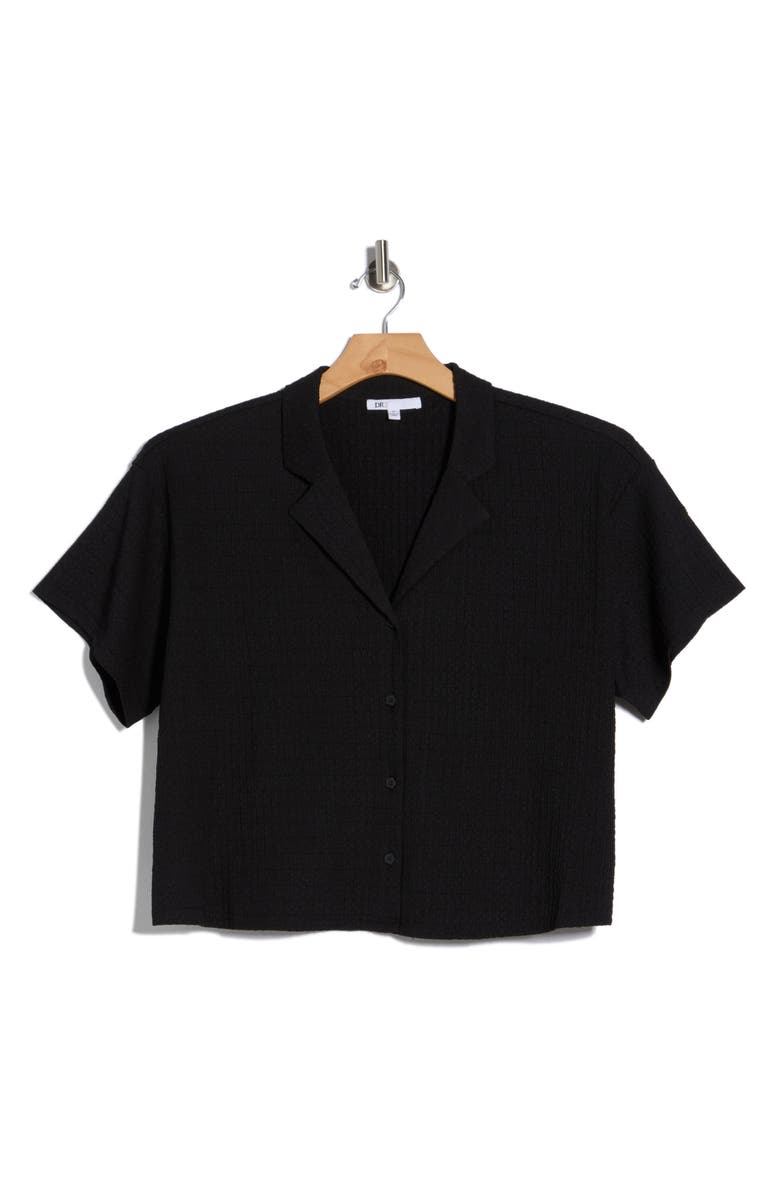 DR2 by Daniel Rainn Short Sleeve Knit Button-Up Shirt, Main, color, P897 Black