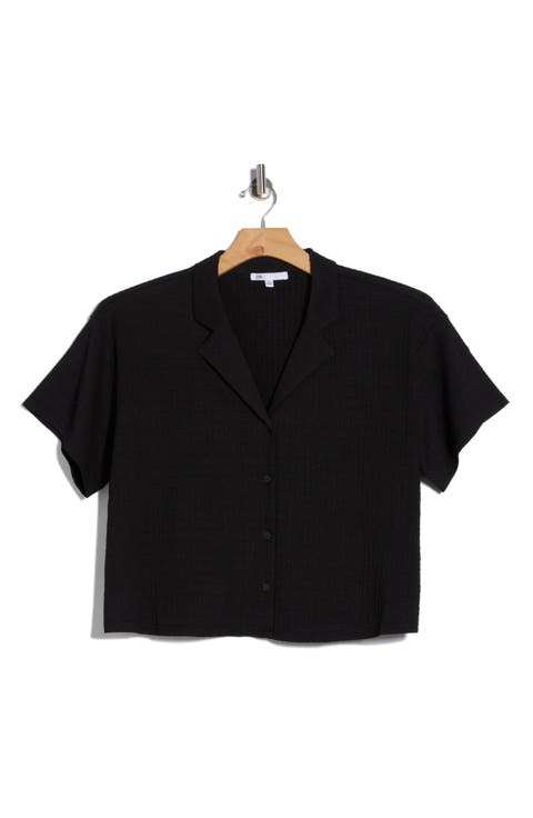 Short Sleeve Knit Button-Up Shirt