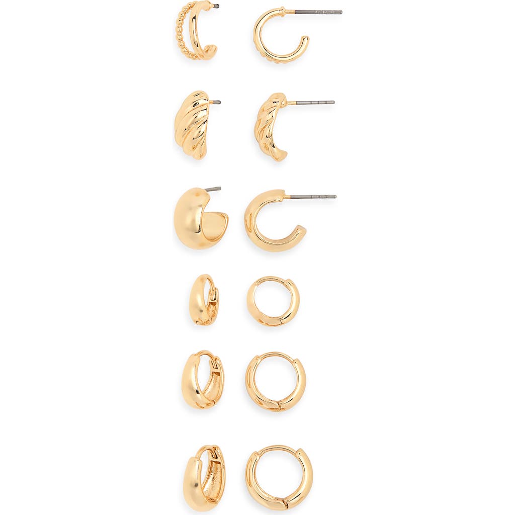 Nordstrom Rack 6-pack Huggie Hoop Earrings In Gold
