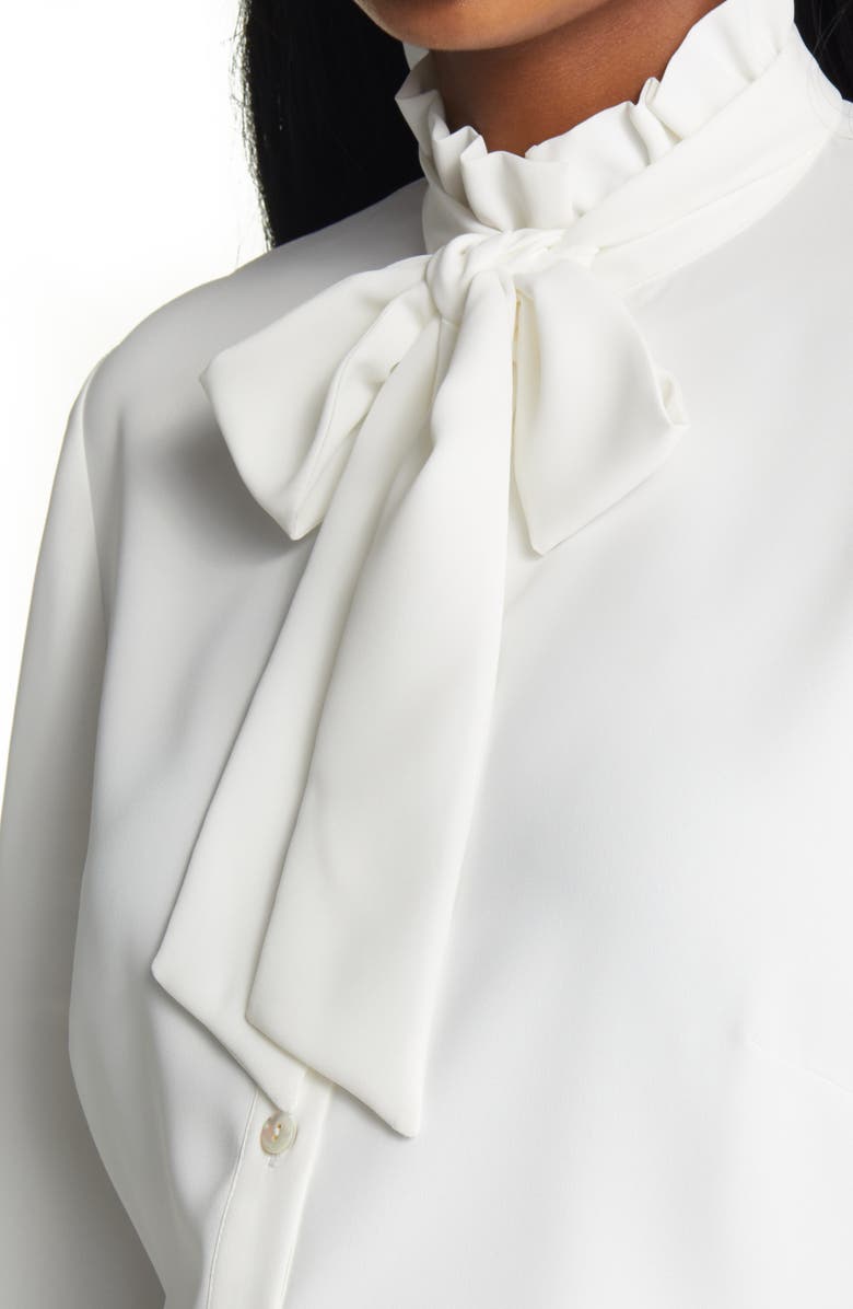 Ming Wang Ruffle Tie Neck Blouse, Alternate, color, 