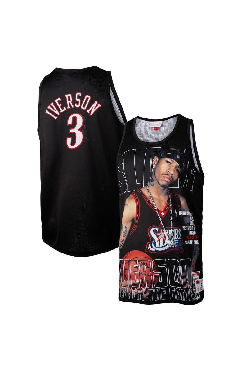 Mitchell & Ness Men's Mitchell & Ness Allen Iverson Black Philadelphia 76ers Slam Player Tank Top, Main, color,