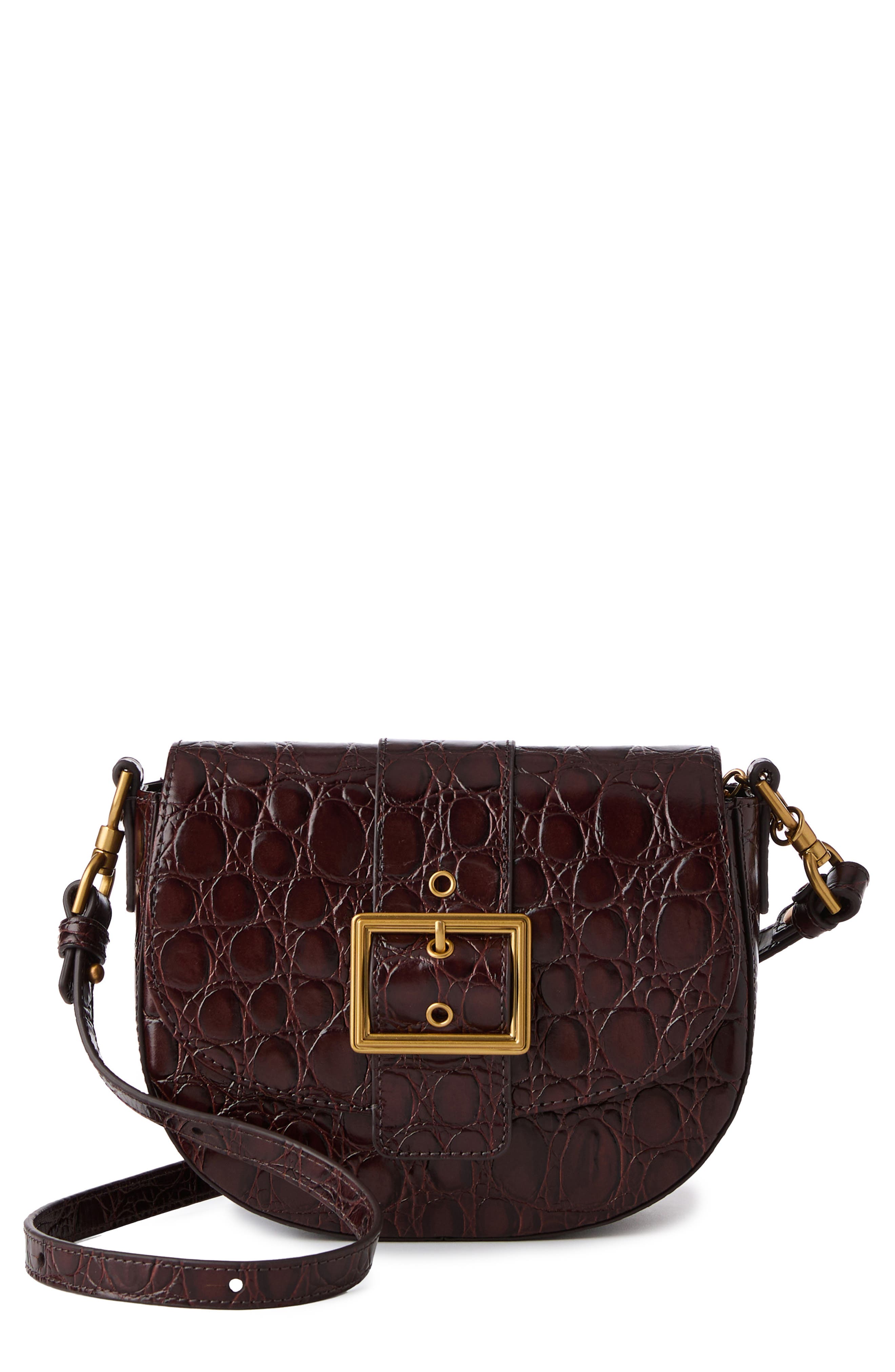 Brahmin Briar Croc Embossed Leather Saddle Bag, Main, color, 