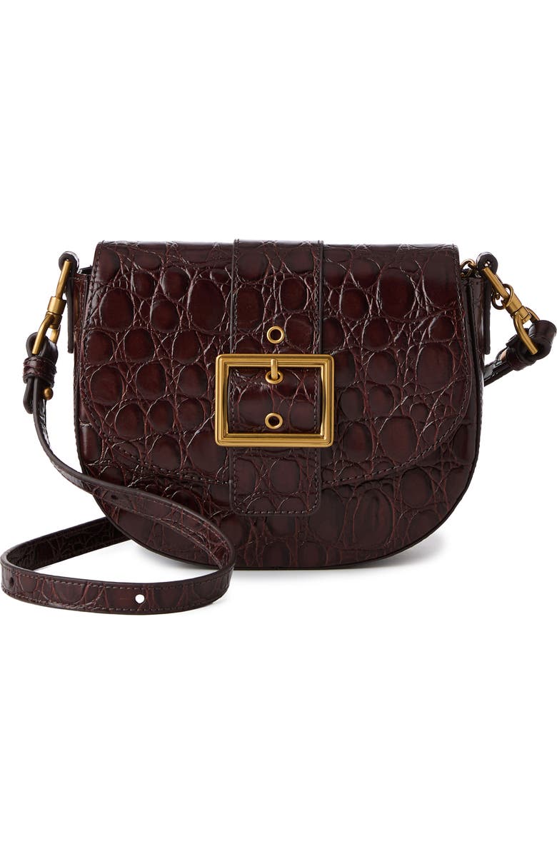 Brahmin Briar Croc Embossed Leather Saddle Bag, Main, color,