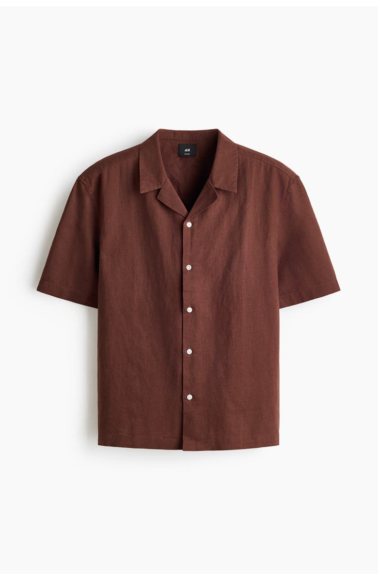 H&M Relaxed-fit linen-blend resort shirt, Main, color, Brown